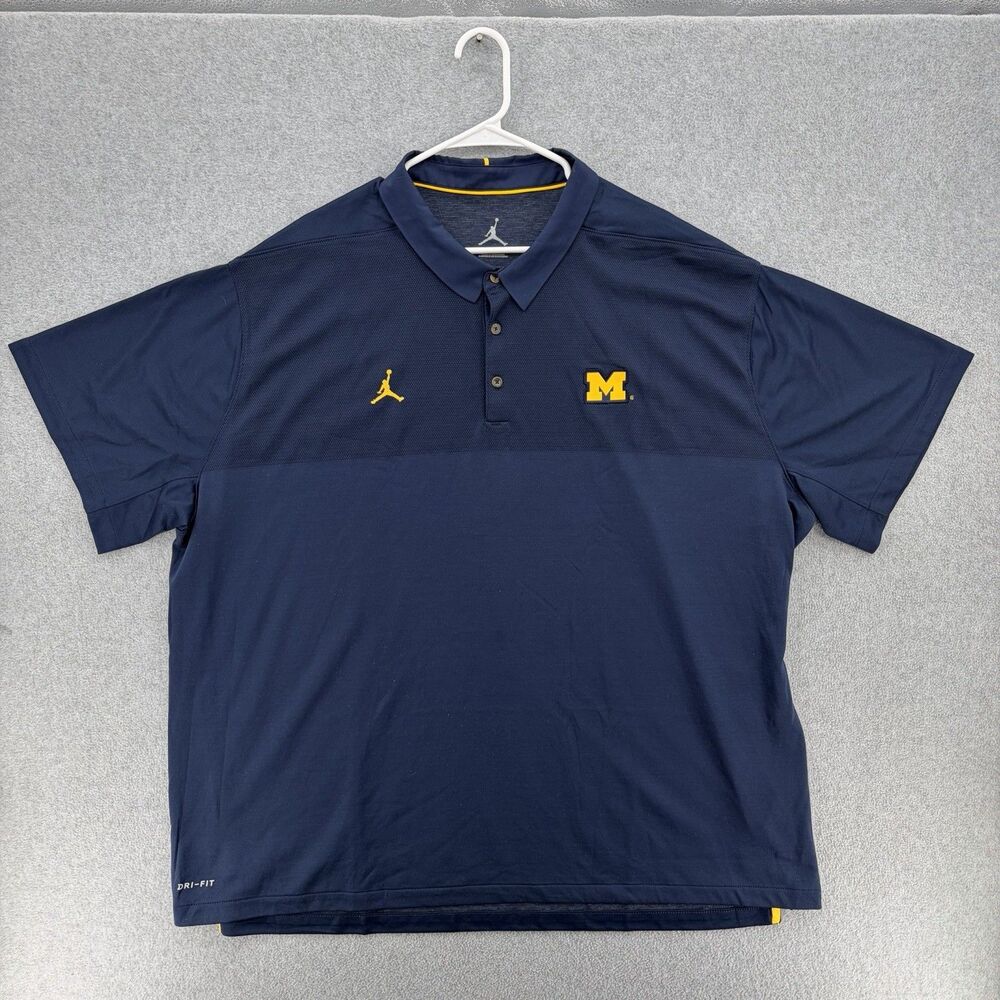 Jordan Michigan Wolverines Dri-FIT Polo Shirt Mens 4XL Navy Jumpman Football